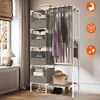 NewHome "Portable Closet Wardrobe Organizer with 4 Storage Bags, Hanging Rod, Shelf & Hooks for Clothes" Grey - 3 of 4
