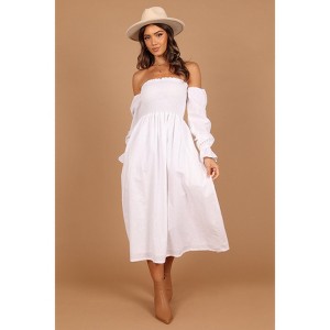 Petal and Pup Womens Domenica Shirred Long Sleeve Midi Dress - 1 of 4