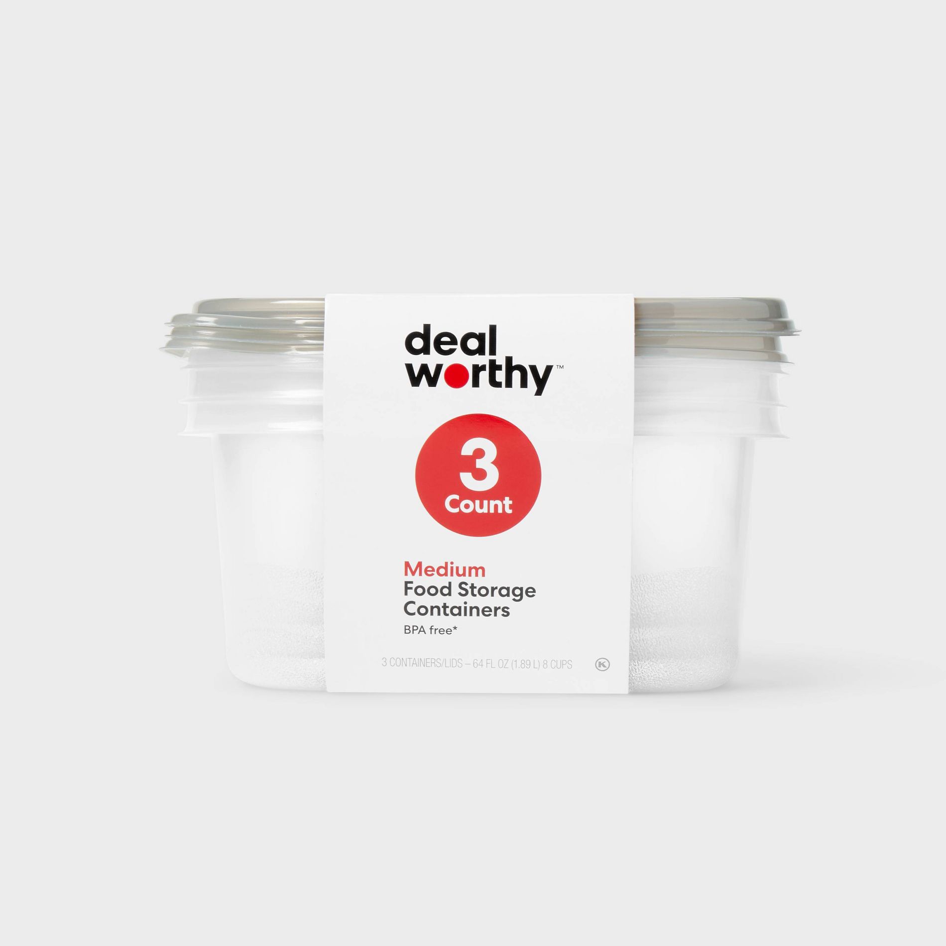 Medium Rectangle Food Storage Containers - 64 fl oz/3ct - Dealworthy™