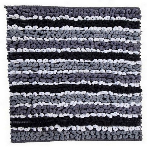 Striped Shaggy Long Rugs for Bathroom Cozy Shag Collection Taupe