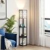 Tangkula Floor lamp with Shelves and Drawer, Modern with 1 Power Outlet and 2 USB Ports, Standing for Living Room and Bedroom, Black (Carved) - 3 of 4