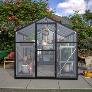 NicBex 6x10 ft Polycarbonate Greenhouse with Raised Base and Anchor Aluminum Heavy Duty Walk-in Greenhouses for Outdoor Backyard in All Season, Black - 1 of 4