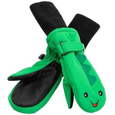 Maplefield Waterproof Toddler Gloves with Fun Creatures - Long Cuff, Keeps Dry and Warm, with Thinsulate - Dino - image 1 of 4