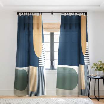 Sheila Wenzel Ganny Cool Color Palette Pattern Single Panel Sheer Window Curtain - Deny Designs