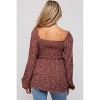 PinkBlush Brown Floral Smocked Long Sleeve Maternity Top - 3 of 4