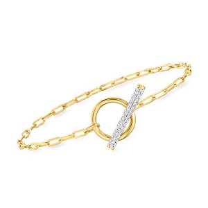 Ross-Simons 0.25 ct. t.w. Diamond Paper Clip Link Toggle Bracelet in 18kt Gold Over Sterling - 1 of 3