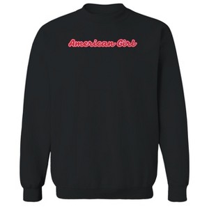 Rerun Island Men's Americana Girl Script Font Americana 4Th Of July Long Sleeve Graphic Cotton Pullover Sweatshirt - 1 of 4
