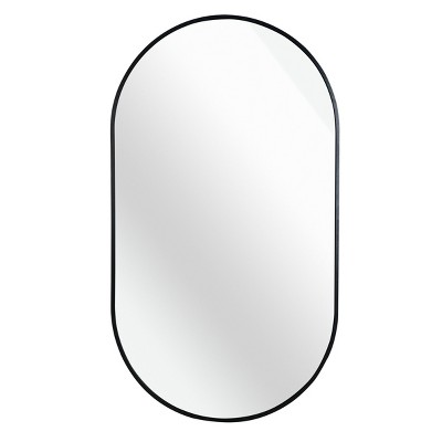 GlasFlength Decorative Wall Mirrors Oval Accent Mirror Wall Mirror Polished Mirror Decorative Mirror for Living Room, Black, 33"*20"*1.1"