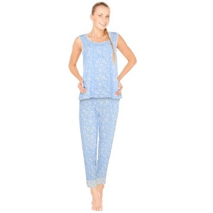 JEFFRICO Pajamas For Women 2 Piece Set Sleeveless Sleepshirt With Pants Sleepwear Soft Pajamas - 1 of 4