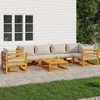 vidaXL 7-Piece Outdoor Patio Furniture Set – Solid Acacia Wood Sofa with Light Gray Cushions – Garden/Patio/Deck Lounge Set - 2 of 4