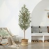 Artificial Olive Tree with Wood Trunk, 5/6/7ft Pencil Faux Olive Trees - UV Resistant Floor Plants for Home Decor - Living Room, Entryway, Foyer - 2 of 4