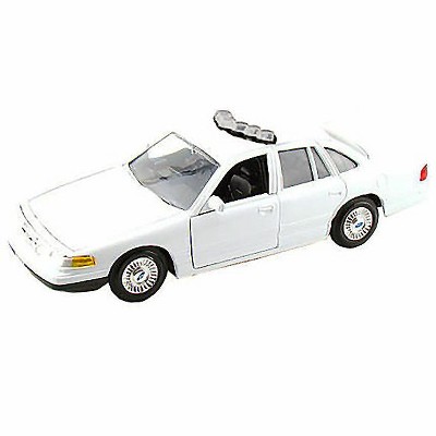 1998 Ford Crown Victoria Unmarked Blank Police Car White 1/24 Diecast Model Car by Motormax