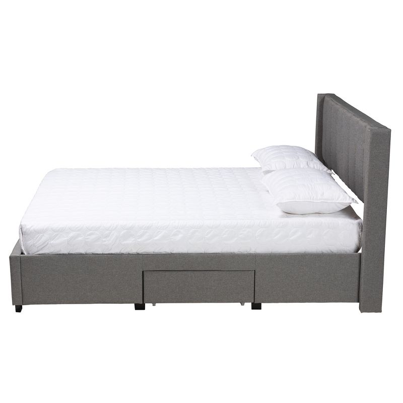 Baxton Studio Coronado Mid-Century Modern Transitional Fabric 3-Drawer Storage Platform Bed, 4 of 12