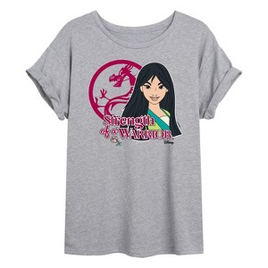 Women's - Disney Princess - Strength Of A Warrior Oversized Graphic T-Shirt - 1 of 4