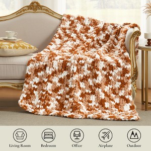 Handmade Chenille Throw Blanket , Chunky Knit Cable Knitted Crochet Blanket-Amelie Home - 1 of 4