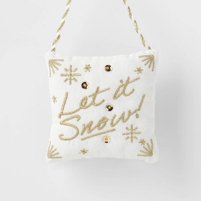 Let it Snow Pillow Christmas Tree Ornament Gold - Wondershop™