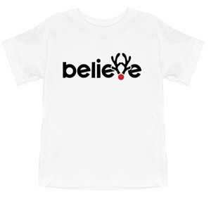 Believe Reindeer Antlers - Toddler Short Sleeve Tee - 1 of 2