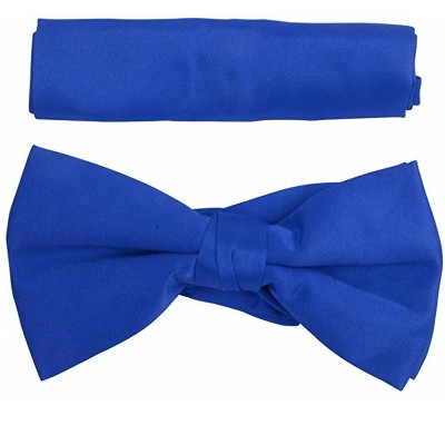 New Men's Solid Pre Tied Bow Tie and Hanky Set