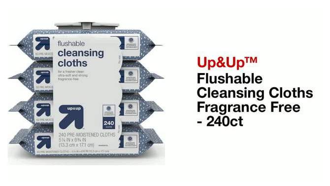 Cleansing Flushable Cloths - Fragrance Free - up & up™, 2 of 8, play video