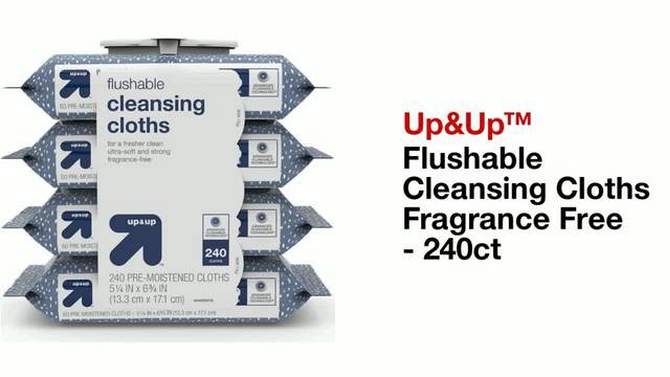 Cleansing Flushable Cloths - Fragrance Free - up & up™, 2 of 8, play video