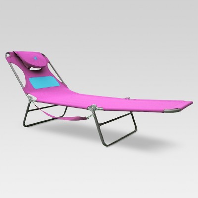 Pink comfort lounger face down discount sunbathing chaise lounge beach chair