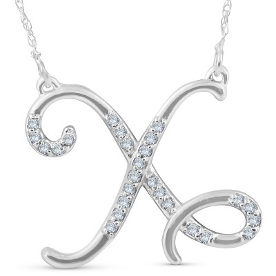 Pompeii3 1/4ct Diamond "X" Initial Pendant 18" Necklace 14K White Gold