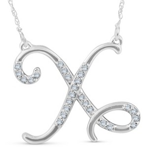 Pompeii3 1/4ct Diamond "X" Initial Pendant 18" Necklace 14K White Gold - 1 of 3