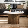 Hommoo 31.5" Round Coffee Table, Sintered Stone Top and Solid Wood Base - 3 of 4