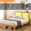 Rattan Bed Frame King, Natural Rattan Headboard King Bed Frame with Led Lights, Noise-Free Platform Bed Frame with Wooden Support Legs and Slats - 3 of 4