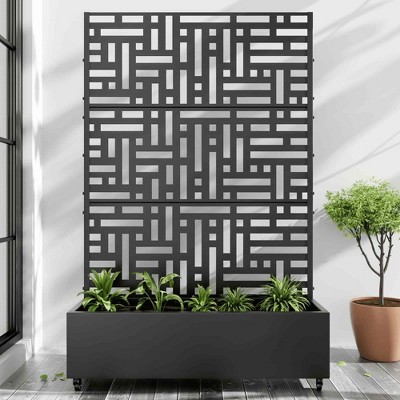 Lirago Iron Black Arch Mobile Planters Planting Box Trellis for Climbing Plants - 72x47