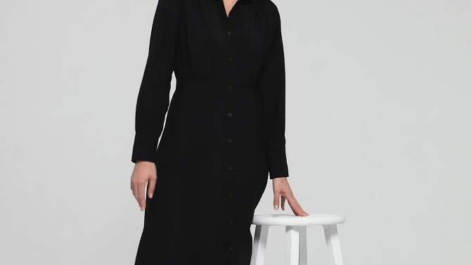 Women's Long Sleeve Collared Midi Crepe Shirtdress - A New Day™, 5 of 12, play video