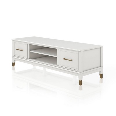 Westerleigh Crisp White 66" TV Stand with Gold Accents
