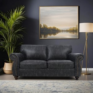 Mid-Century Vintage Loveseat with Rivet Design - 1 of 4