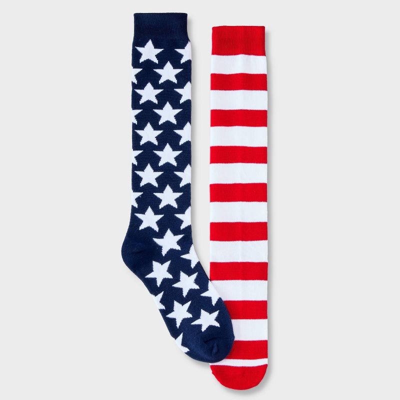 Women&#39;s American Flag Knee High Socks - Red/White/Navy 4-10, 1 of 4