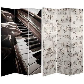 6" Double Sided Music Canvas Room Divider Gray - Oriental Furniture