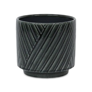 Cheung's Parlora Crossed Diagonal Pattern Straight Side Ceramic Pot - Large - Dark Gray - 1 of 4