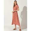 Allegra K Women's Casual Button Down Short Sleeve Drawstring High Waist Midi A Line Dress - 2 of 4