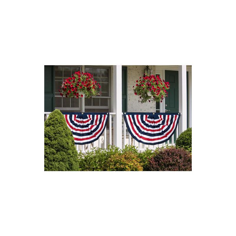 Red White And Blue Bunting 48" x 24" Pleated Banner with Brass Grommets Briarwood Lane, 1 of 4