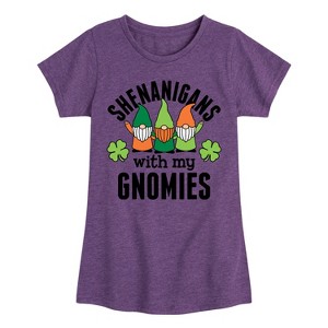 Girls' - Instant Message - St. Patrick's Day Shenanigans with my Gnomies Fitted Short Sleeve Graphic T-Shirt - 1 of 4