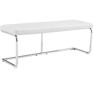 Zeus & Ruta Leather Bench  with Silver Metal Legs - 1 of 4