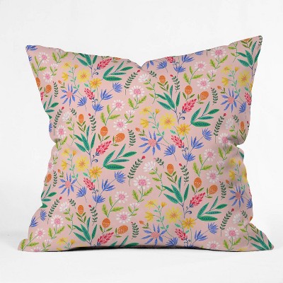 16"x16" Pimlada Phuapradit Rory Floral Throw Pillow Pink - Deny Designs