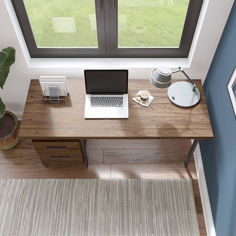 Architect Writing Desk with Drawers Modern Walnut - Bush Furniture, 5 of 9