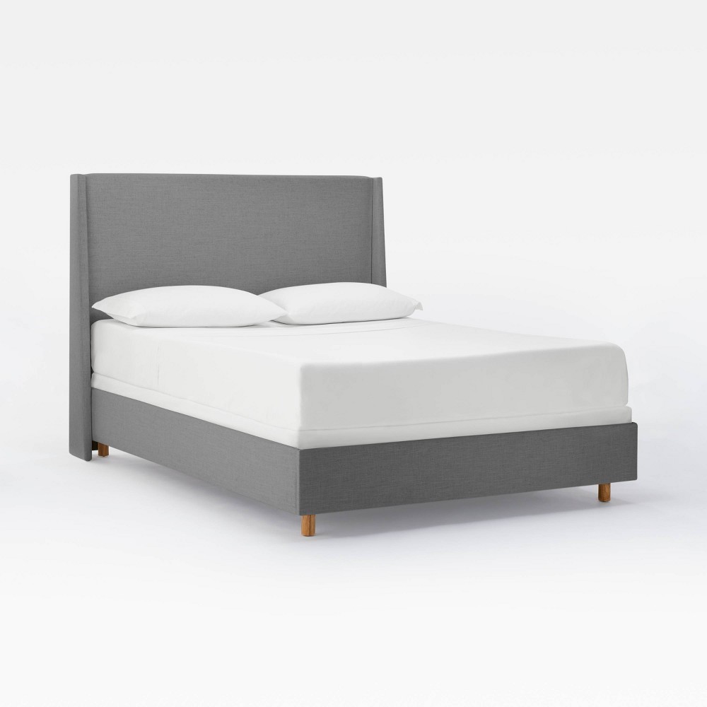Photos - Bed Frame King Encino Fully Upholstered Bed Gray - Threshold™ designed with Studio M