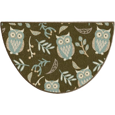 1'6"x2'6" Half-Circle Indoor and Outdoor Owl Nylon Accent Rug Multicolored - Brumlow Mills