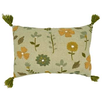 Saro Lifestyle Embroidered Floral Throw Pillow With Poly Filling