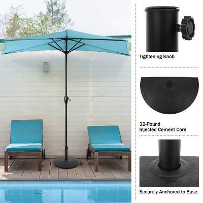 Black Half-Circle Metal Outdoor Patio Umbrella Base
