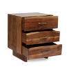 Terrell Handcrafted Boho Acacia Wood 3 Drawer Nightstand Dark Natural - Christopher Knight Home: Antique Brass Handles, Storage - 3 of 4