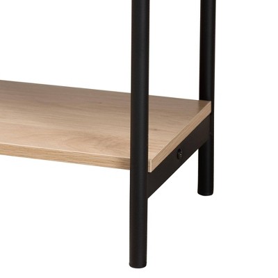 Sherwin Light Brown and Black 2-Drawer Console Table with Rattan Accent
