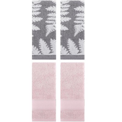 REGALWOVEN 4 Pcs Bathroom Decorative Cotton Soft Absorbent Sold Striped Hand Towel