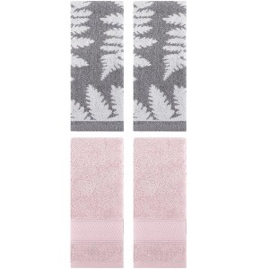 REGALWOVEN 4 Pcs Bathroom Decorative Cotton Soft Absorbent Sold Striped Hand Towel - 1 of 4